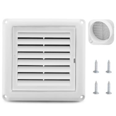 Imagem de Cenipar Cobertura de ventilação de plástico de 10 cm com tela fina de tecido para cobertura de ventilação da secadora ao ar livre com 4 parafusos de fácil instalação (branca)