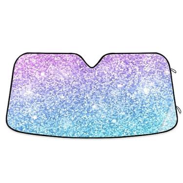 Imagem de Protetor solar rosa verde com glitter para para-brisa, persiana de janela de carro, acessórios de janela de carro