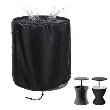 Imagem de TheElves – Capa de mesa para mesa térmica para Keter 7,5-Gal Cool Bar Table, Pátio externo redondo Cerveja Cooler Tabela, à prova d'água, capa de mesa de bar fria, 53,3 cm D x 58,4 cm A, preta