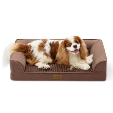 Imagem de COZY KISS Cama ortopédica para cães de tamanho médio, sofá reforçado para animais de estimação com forro impermeável, sofá de espuma de caixa de ovo para animais de estimação de até 13,6 kg, em forma