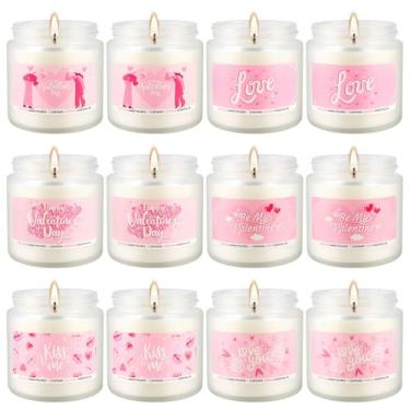 Imagem de Conjunto de 12 velas perfumadas de dia dos namorados – velas românticas para ela, esposa, namorada, 100 ml, velas de soja de longa duração, perfeitas para o dia dos namorados, ano novo, decoração de