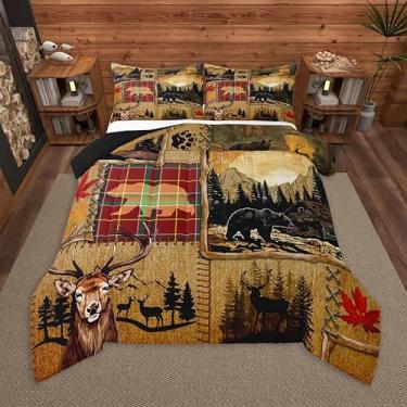 Imagem de Feelyou Conjunto de edredom infantil casal, rústica, cabana rústica, campestre de madeira, casa de fazenda, 1 edredom + 2 fronhas