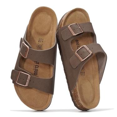 Imagem de Project Cloud Sandálias rasteiras femininas de couro genuíno 2025 Beach Essentials sandálias femininas com espuma viscoelástica para férias essenciais para calçados femininos (Venita), Couro Mocha