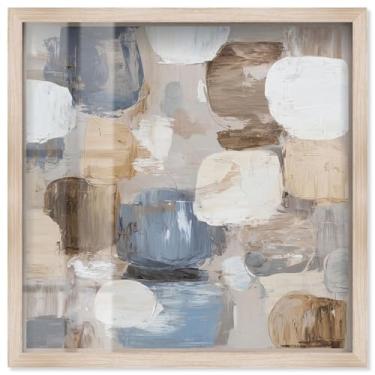 Imagem de Soft Blocks I Shadowbox Print Abstract Wall Decor by Art Remedy, Blonde Frame, 33 x 33