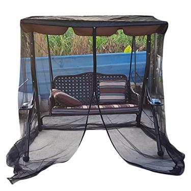 Imagem de CYTJHMD Rede mosquiteira para ambientes externos, rede mosquiteira para jardim e pátio, cadeira de balanço, tela de malha com abertura de zíper e barraca à prova d'água, preta, 1,25 x 2,05 x 2,05 m