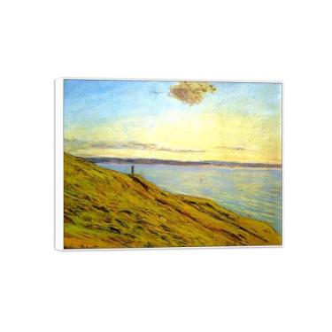 Imagem de Claude Monet Famosas Impressões em Tela de Parede Prontas para Pendurar - Vista Sainte-Adresse - Pintura com Moldura Branca para Decoração de Sala de Estar 90 x 117 cm 35 x 46 pol