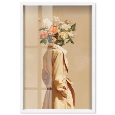 Imagem de Head Full of Spring Flowers Shadowbox Print Floral Glam Wall Art por Art Remedy, moldura branca, 43 x 63 cm
