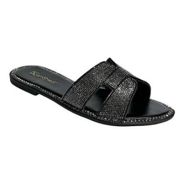 Imagem de Tamanco Santinelli Flat Slide Strass 1618-019 Preto-Feminino