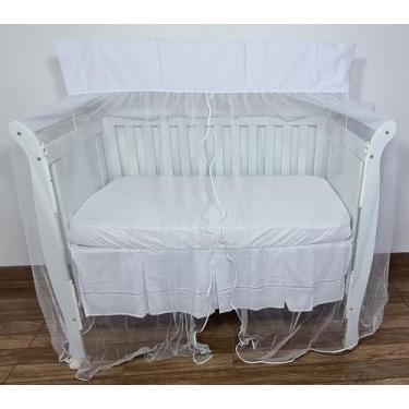 Imagem de Mosquiteiro Com Bandô Cortinado Para Berço Tulle Branco - POLYBABY