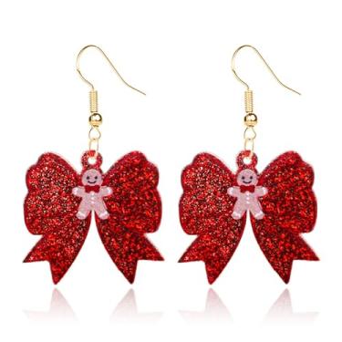 Imagem de QLYOVWE Brincos de borboleta de Natal para mulheres, fofo, colorido, acrílico, homem de gengibre, Natal, Papai Noel, pingente, brincos para decoração de festa de Natal, joias para presentes, Medium