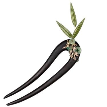 Imagem de Agulhas de Cabelo Chinesas com Pedra, Acessórios de Cabelo de Ebênia, Feitos à Mão,Grampos de Cabelo,Chapéus de Madeira para Mulheres,Joias de Cabelo (W)