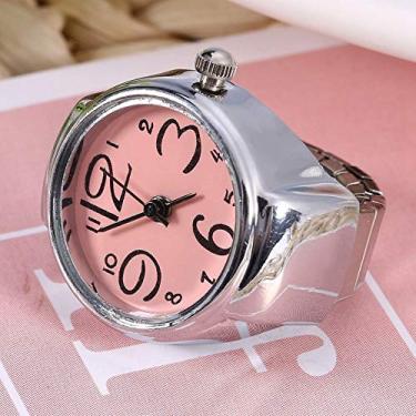 Imagem de Generic Relógio de Anel Elegante Relógio de Dedo de Amor para Mulheres Homens, Redondo de Liga e Aço Inoxidável para Festas de Namoro Casual, Analógico de Quartzo Requintado Presente para Amantes Amigos Família (Rosa)