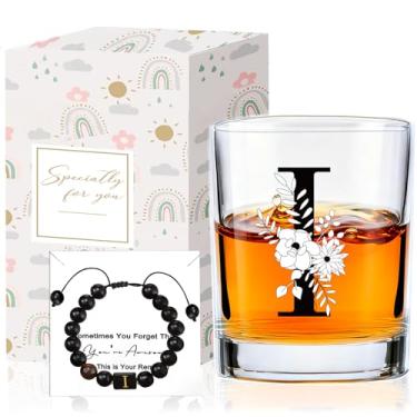 Imagem de Conjunto de copos de uísque com monograma, presente com pulseira, exclusivo Natal aniversário festa de casamento padrinhos para homens ele pai marido irmão (I)