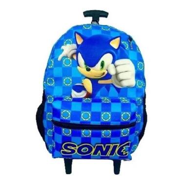 Imagem de Mochila sonic menino carrinho rodinha infantil reforçada - PIETRIX