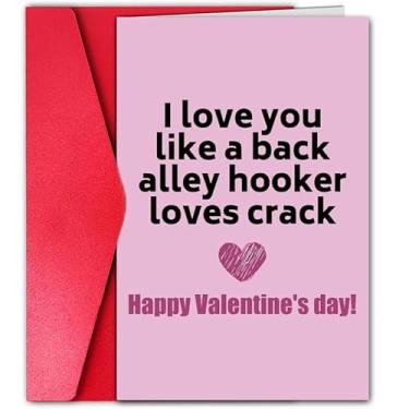 Imagem de Cartão de aniversário bem-humorado 18 x 12 cm cartões de dia dos namorados com envelopes cartão romântico para marido, esposa, namorado, namorada (rosa)