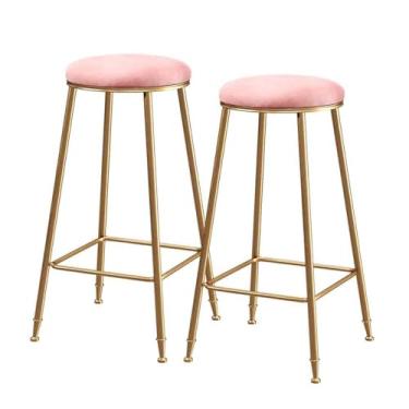 Imagem de Banqueta de bar moderna simples banco de bar banco estofado 2 peças cadeiras altas bancos redondos, altura do assento cadeiras de 65.0 cm/74.9 cm (altura 75 cm))