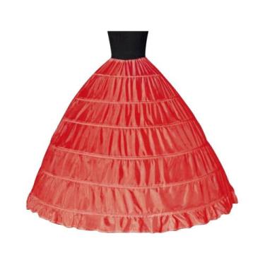 Imagem de Saia De Casamento Crinolina Longa Em Preto, Branco E Vermelho Com 6 Ar