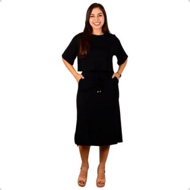 Imagem de Conjunto Feminino Viscolycra Moda Evangélica Saia Midi e Blusa Manga C