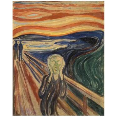 Imagem de Kit de pintura expressionista por números para adultos - DIY The Scream Painting on Canvas, conjunto de tinta acrílica, adequado para iniciantes, arte de parede para decoração de casa ou presentes