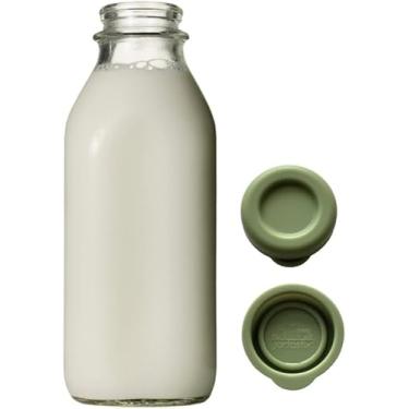 Imagem de JarSaver Tampas de substituição de silicone | Tampas de garrafa de 48 mm de diâmetro que se encaixam perfeitamente em garrafas de vidro de leite Stanpac & Libbey | Tampas de garrafa reutilizáveis