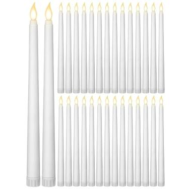 Imagem de Retisee 50 peças de velas afuniladas sem chamas de 28 cm, velas de LED a granel operadas por bateria, castiçais de LED cintilantes para decoração de festa de casamento de Halloween, Natal, aniversário