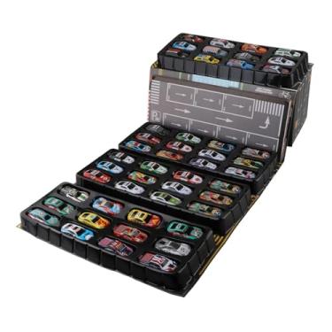 Imagem de Dynwave Conjunto de 48 Carrinhos de Brinquedo de Metal com Mecanismo de Fricção, Caixa Organizadora para Carrinhos de Brinquedo, Ideal para Crianças, Meninos, Azul