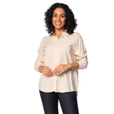 Imagem de Camisa Feminina Pellini Listrada Manga Longa Bege, Bege, M