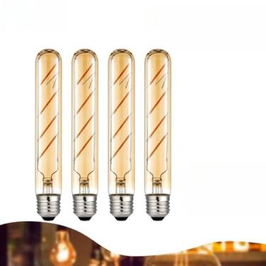 Imagem de Lâmpada LED retrô com filamento E27 de dupla voltagem 2200K ST64 G80 T45 T125 T185 2W 4W Lâmpada decorativa (Modelos T185 | Kit 4)