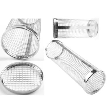 Imagem de Grelha Cesto Churrasco Cilindro - Cesta Cilíndrica para Churrasco Clink: Aço Inox, Assa Carnes e Legumes Sem Bagunça!