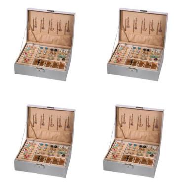 Imagem de kit 4 Porta Joia Grande Maleta Organizador De Joias Multifuncional Fem