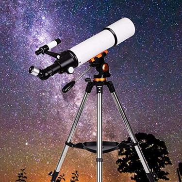 Imagem de pcagfaajmh Telescópio telescópico com lente objetiva grande de 80 mm para adultos telescópio astronômico com bolsa de transporte e tripé para crianças iniciantes