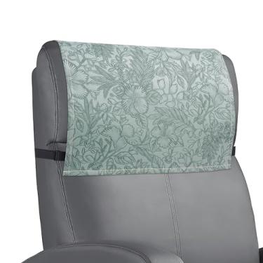 Imagem de Haecsfl Protetor de encosto de cabeça reclinável, impermeável, antiderrapante, capa de encosto de cabeça reclinável de couro para sofá, móveis, sala de estar, cadeira de escritório (1 verde esculpido)