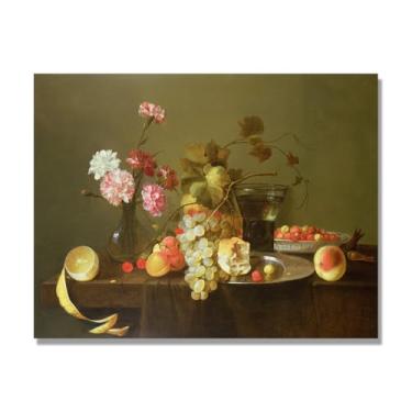 Imagem de NHLDZYH Vintage Fruta Ainda Vida Tela Retro Frutas Motivo Estilo Country Decoração de Parede para Cozinha e Sala de Jantar. A92. 70 x 90 cm. Apenas Tela