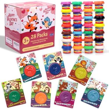 Imagem de Waybla 28 Pack Valentine’s Day Cards for Kids with Modeling Dough – Fun Animal-Themed Classroom Gifts for Toddlers & Preschoolers – Perfect for School Exchanges & Parties