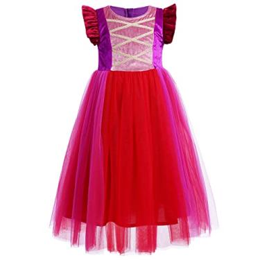 Imagem de IBTOM CASTLE Fantasia de Halloween infantil, meninas, manga voadora, veludo, tule, vestido de bruxa, manto com capuz, perucas, carnaval, festa de aniversário, fantasia de Halloween, roupa de fantasia