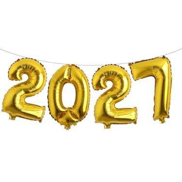 Imagem de Balões de alumínio número 2027 de 40,6 cm para festa de ano novo, decorações de formatura, decoração de escritório em casa (ouro 2027)