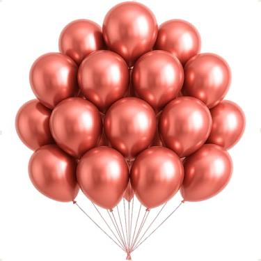Imagem de Kit 50 Un Balão Metalizado N° 10 Decoração Festa Aniversário Evento Comemoração (Rose Gold)