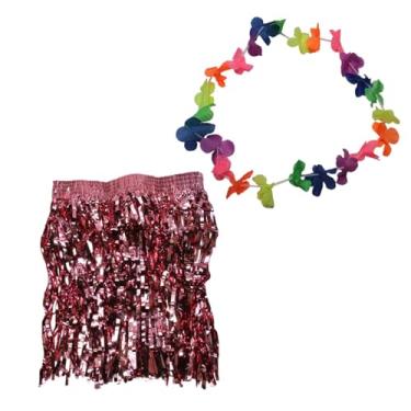 Imagem de Kit Fantasia de Carnaval Colar Saia Havaiana 60x40 Rosé Gold
