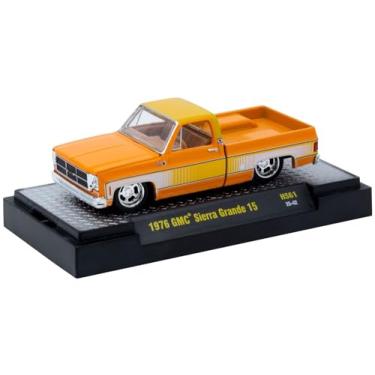 Imagem de 1976 Sierra Grande 15 Pickup Truck Orange and White with Orange Interior Limited Edition to 15994 Pieces Worldwide 1/64 Diecast Model Car by M2 31500-HS61