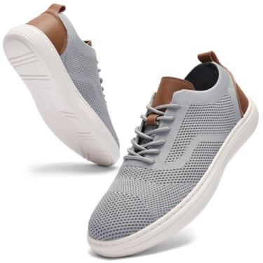 Imagem de RYIKA Sapato Oxford masculino casual, largo, respirável, moderno, leve, confortável, malha, Cinza claro, 43