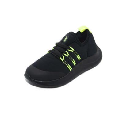 Imagem de Tênis Infantil Bibi Action Preto Flúor Sem Cadarço Unissex Tamanho:34;Cor:Preto