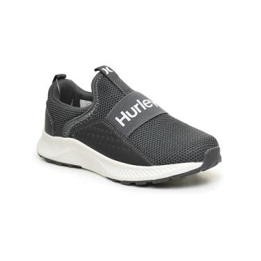 Imagem de Hurley Tênis infantil sem cadarço Cameron – Tênis esportivo leve para meninos e meninas com faixa elástica, cabedal de malha respirável e palmilha acolchoada – Tênis de corrida fácil de colocar e