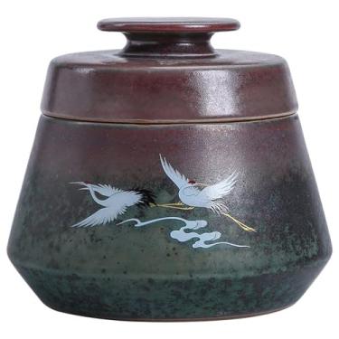 Imagem de YXCQHZM Urna funerária de cerâmica para humanos ou animais de estimação, urnas de cremação em forma de cabaça criativa urna para animais de estimação