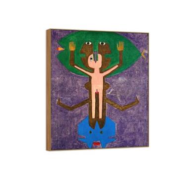 Imagem de Victor Brauner famosa pintura em tela de arte de parede pronta para pendurar - composição - imagem em moldura de madeira para decoração de sala de estar 80 x 95 cm 31 x 37 pol