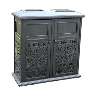 Imagem de Lixeira cilíndrica longa para área externa lixeira de alumínio fundido comercial com classificação de cinzeiro decoração externa (B)