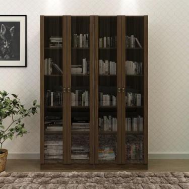 Imagem de Conjunto de Escritório com 2 Armários com 2 Portas de Vidro e 5 Pratel