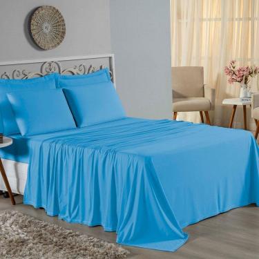 Imagem de Jogo De Cama Casal Viúva Nobre 4 Peças Malha 100% Algodão - Turquesa