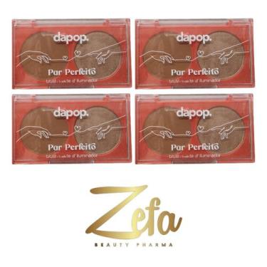 Imagem de Kit 04 Paleta Duo Blush Matte E Iluminador Cor A - Dapop