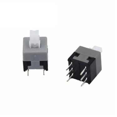 Imagem de 100 peças mini interruptor de botão de pressão 6 pinos micro interruptor de alimentação tátil de bloqueio automático botão liga/desliga 8,5 x 8,5 mm 8,5 x 8,5 mm