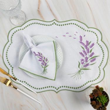 Imagem de Jogo Americano Sousplat Mesa Posta Bordado Guardanapo 12 Peças